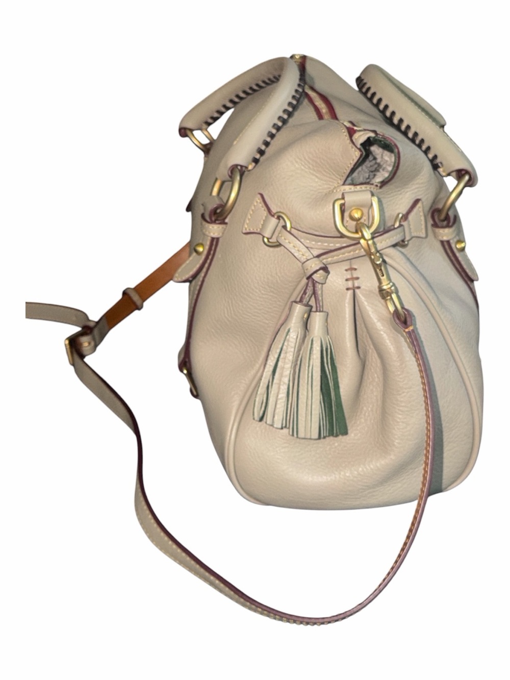 Dooney & Bourke Florentine Satchel Beige Leather Large Satchel with Tassel - Picture 3 of 14